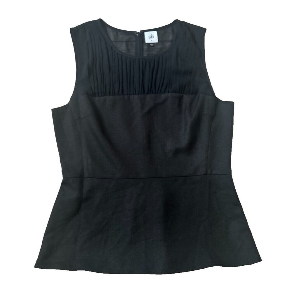 Women's Cabi Black Peplum Snakeskin Sleeveless Top Size 8
